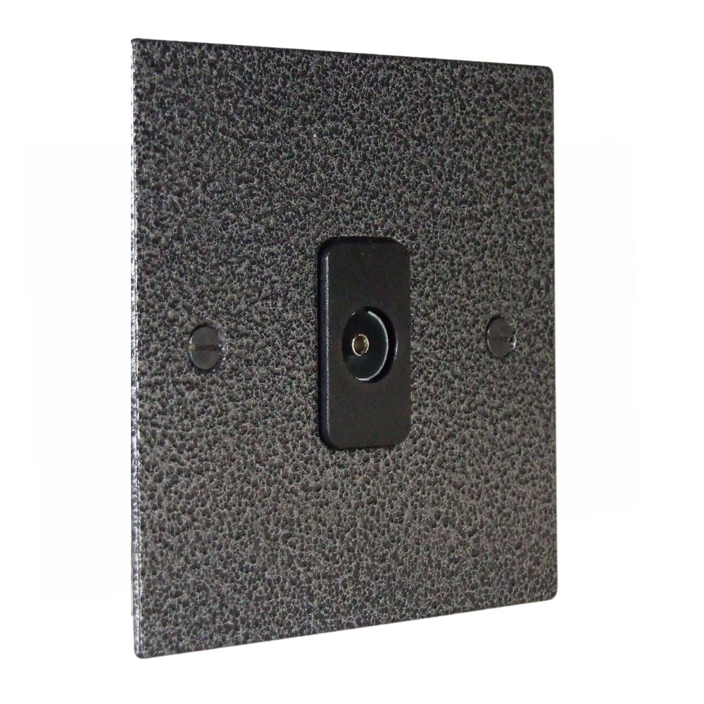 Elements 2-Gang TV Co-axial Isolated Socket in Silver Crackle