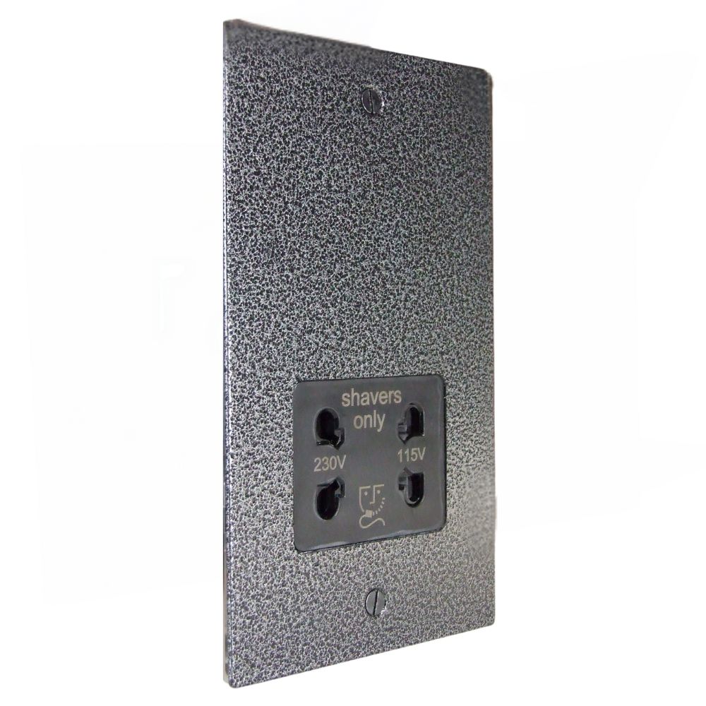 Elements 110/240 Dual Voltage Shaver Socket in Silver Crackle