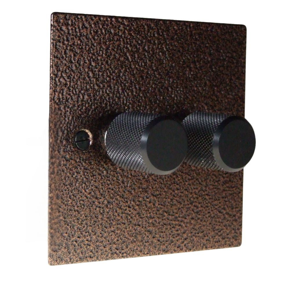 Elements 2-Gang 2-Way 2 x 400W/VA Dimmer in Silver Crackle