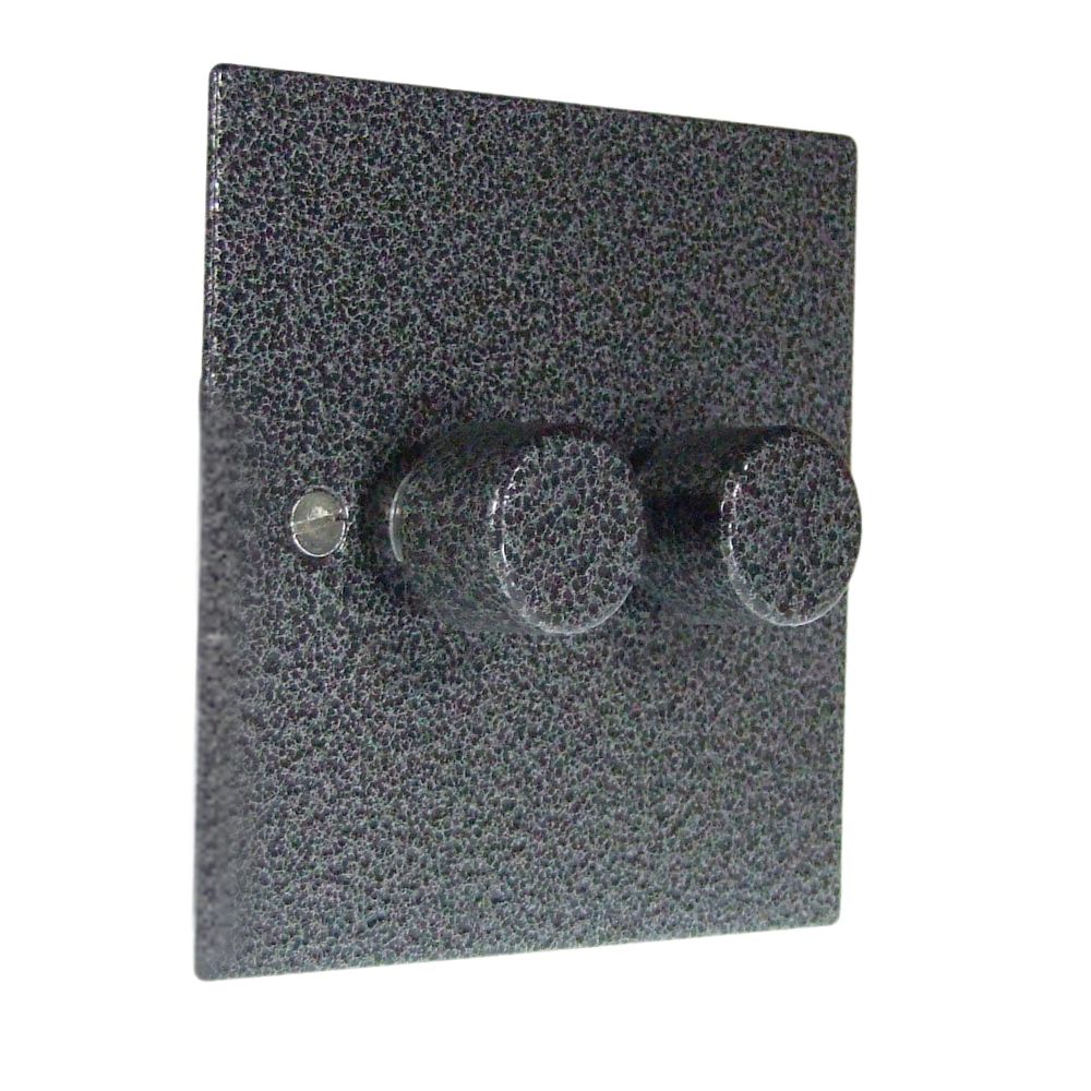 Elements 2-Gang 2-Way LED Dimmer in Silver Crackle