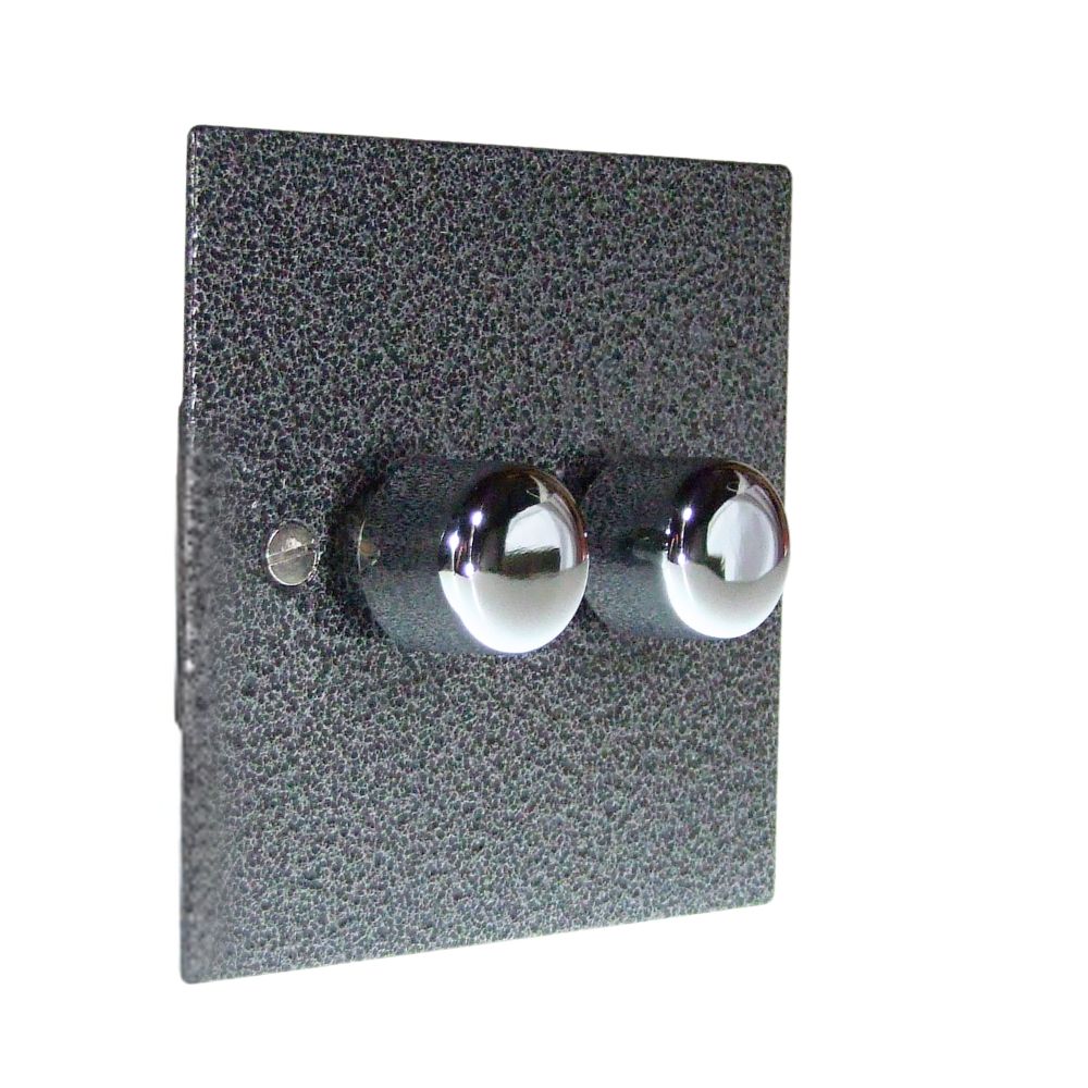 Elements 2-Gang 2-Way 2 x 250W/VA Dimmer in Silver Crackle