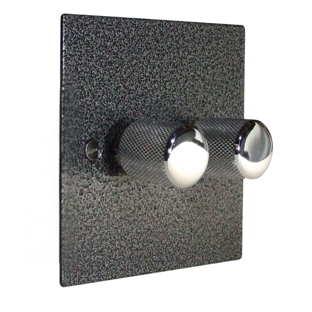 Elements 2-Gang 2-Way LED Dimmer in Silver Crackle