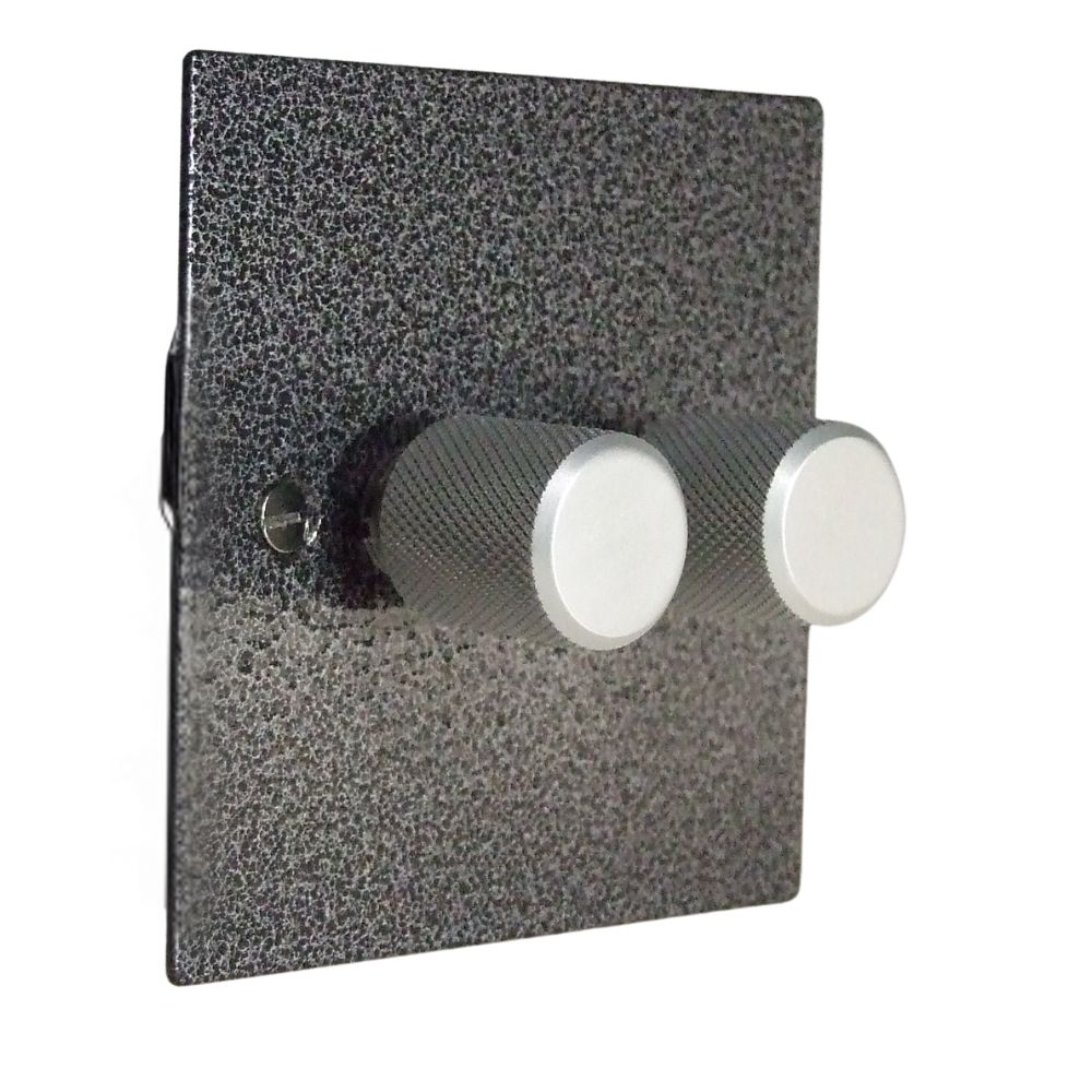 Elements 2-Gang 2-Way LED Dimmer in Silver Crackle