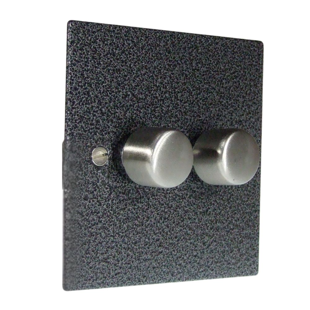 Elements 2-Gang 2-Way 2 x 400W/VA Dimmer in Silver Crackle