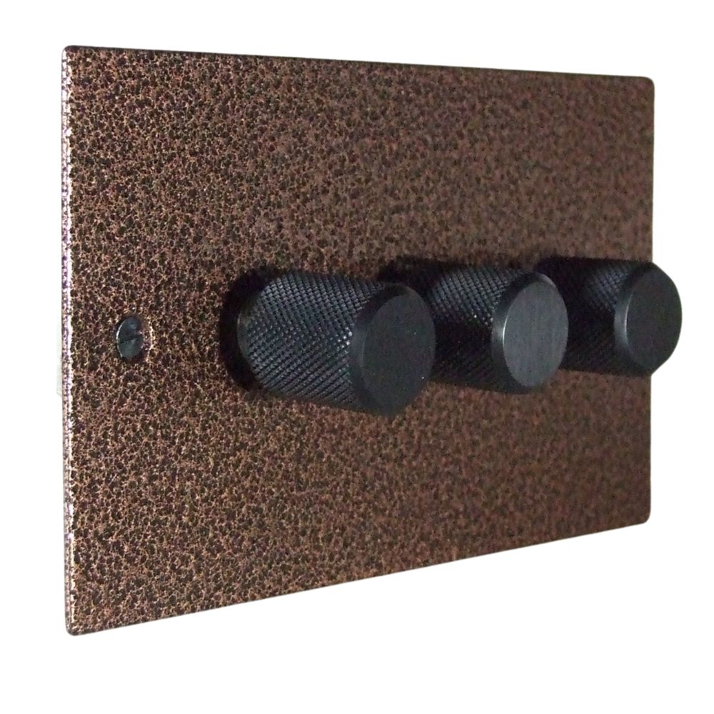 Elements 3-Gang 2-Way 3 x 250W/VA Dimmer in Silver Crackle
