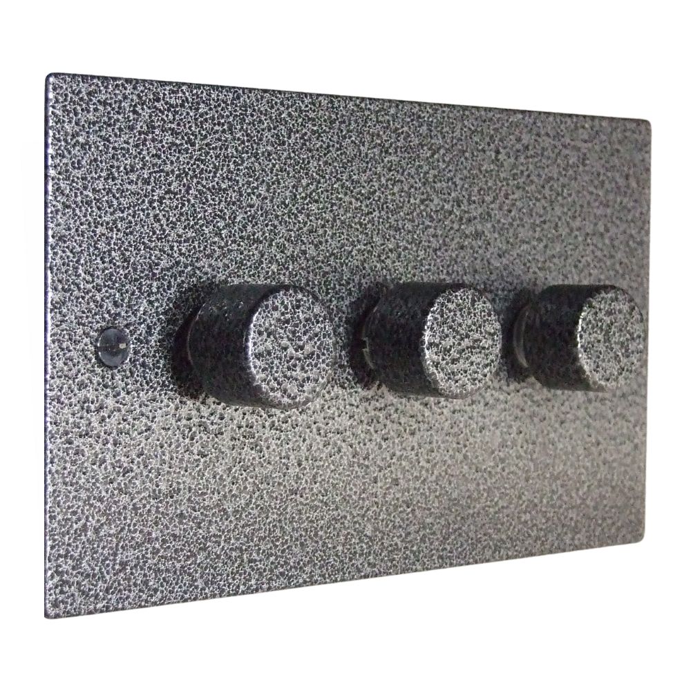 Elements 3-Gang 2-Way 3 x 250W/VA Dimmer in Silver Crackle