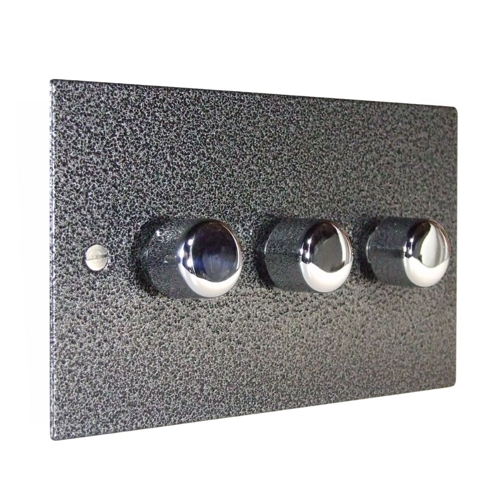 Elements 3-Gang 2-Way 3 x 250W/VA Dimmer in Silver Crackle