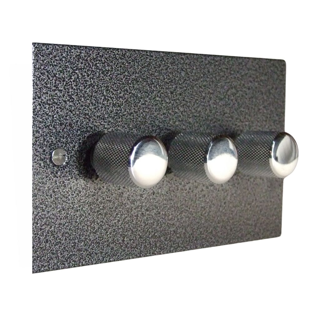 Elements 3-Gang 2-Way LED Dimmer in Silver Crackle