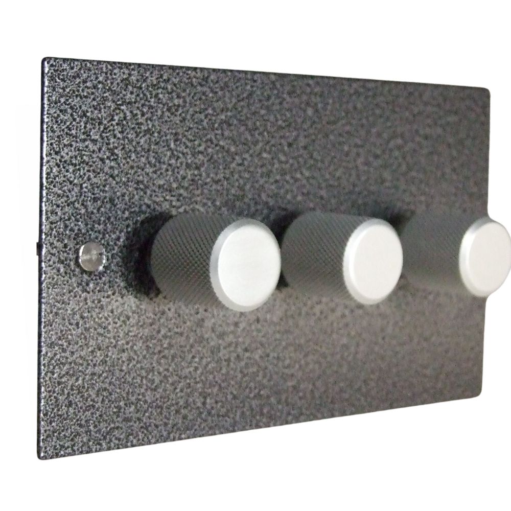 Elements 3-Gang 2-Way LED Dimmer in Silver Crackle