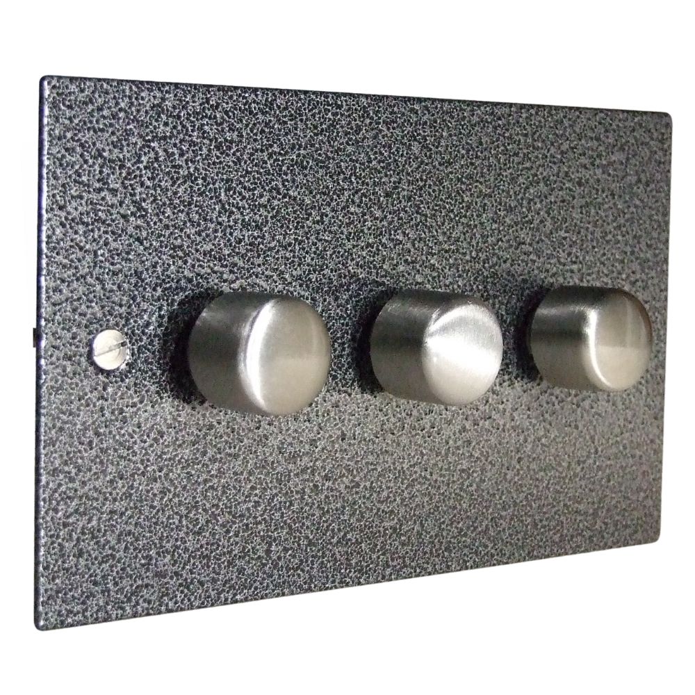 Elements 3-Gang 2-Way LED Dimmer in Silver Crackle