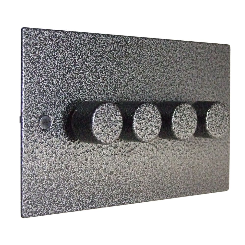 Elements 4-Gang 2-Way LED Dimmer in Silver Crackle