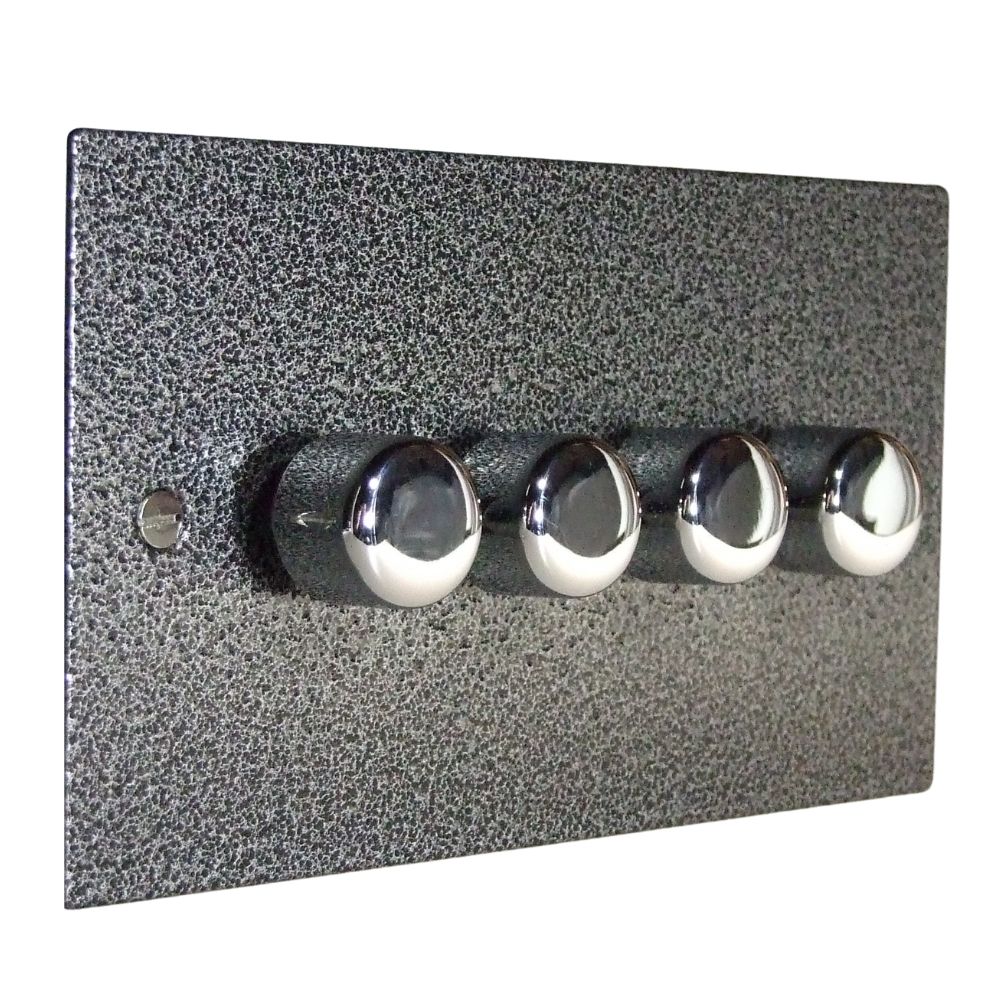 Elements 4-Gang 2-Way 4 x 250W/VA Dimmer in Silver Crackle