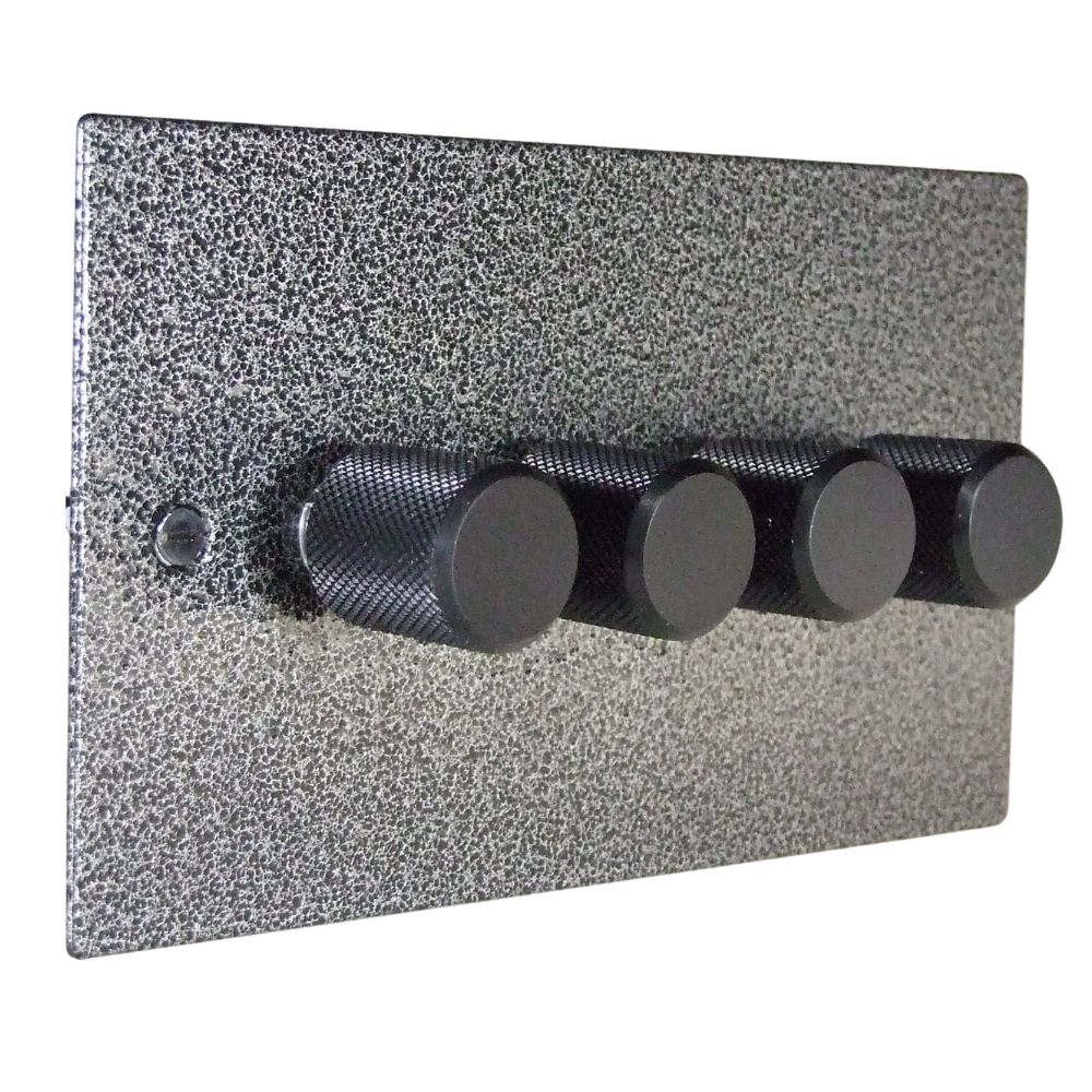 Elements 4-Gang 2-Way LED Dimmer in Silver Crackle