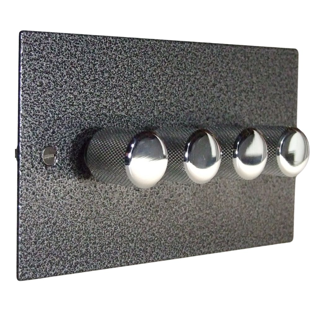 Elements 4-Gang 2-Way LED Dimmer in Silver Crackle