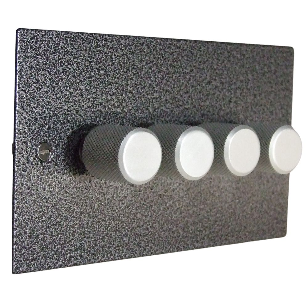 Elements 4-Gang 2-Way 4 x 250W/VA Dimmer in Silver Crackle