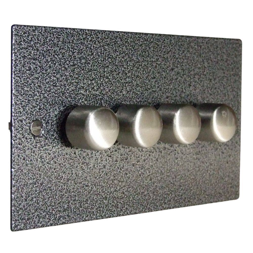 Elements 4-Gang 2-Way LED Dimmer in Silver Crackle