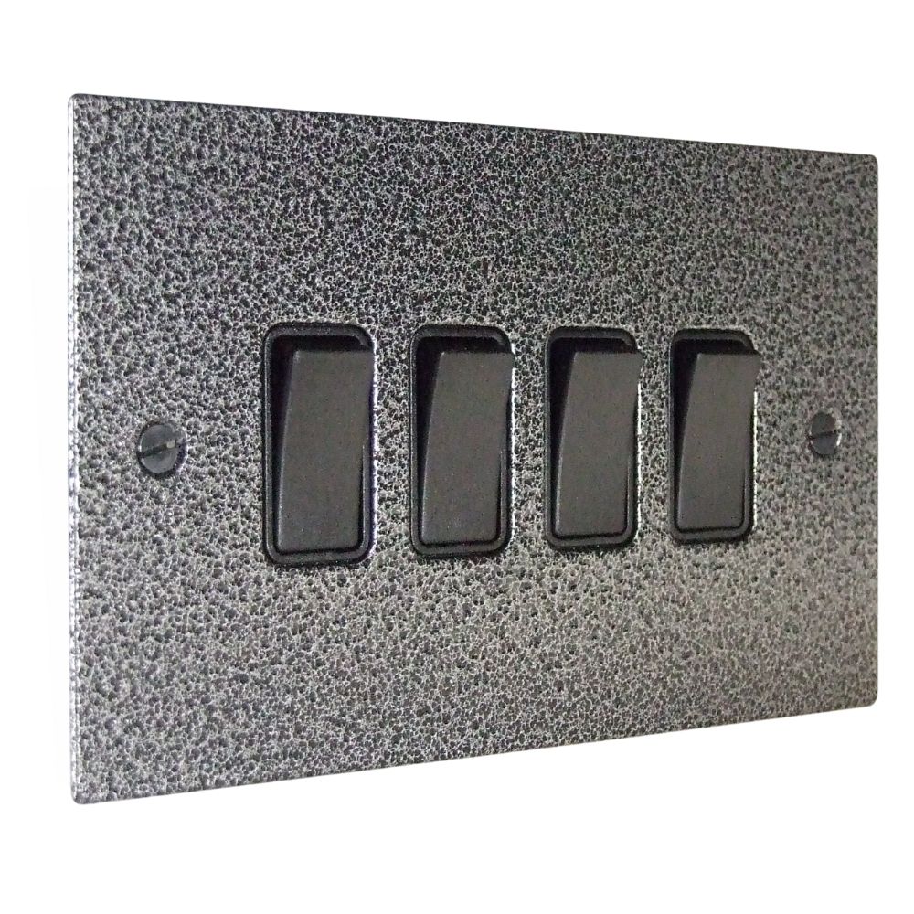 Elements 4-Gang 2-Way 10-Amp Rocker Switch in Silver Crackle