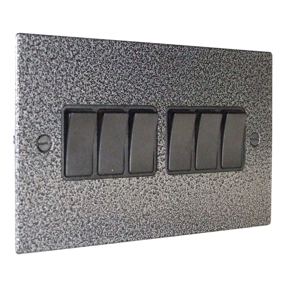 Elements 6-Gang 2-Way 10-Amp Rocker Switch in Silver Crackle