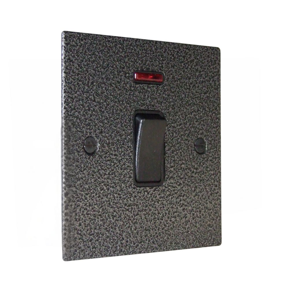 Elements 1-Gang Double Pole 20-Amp Rocker Switch with neon in Silver Crackle