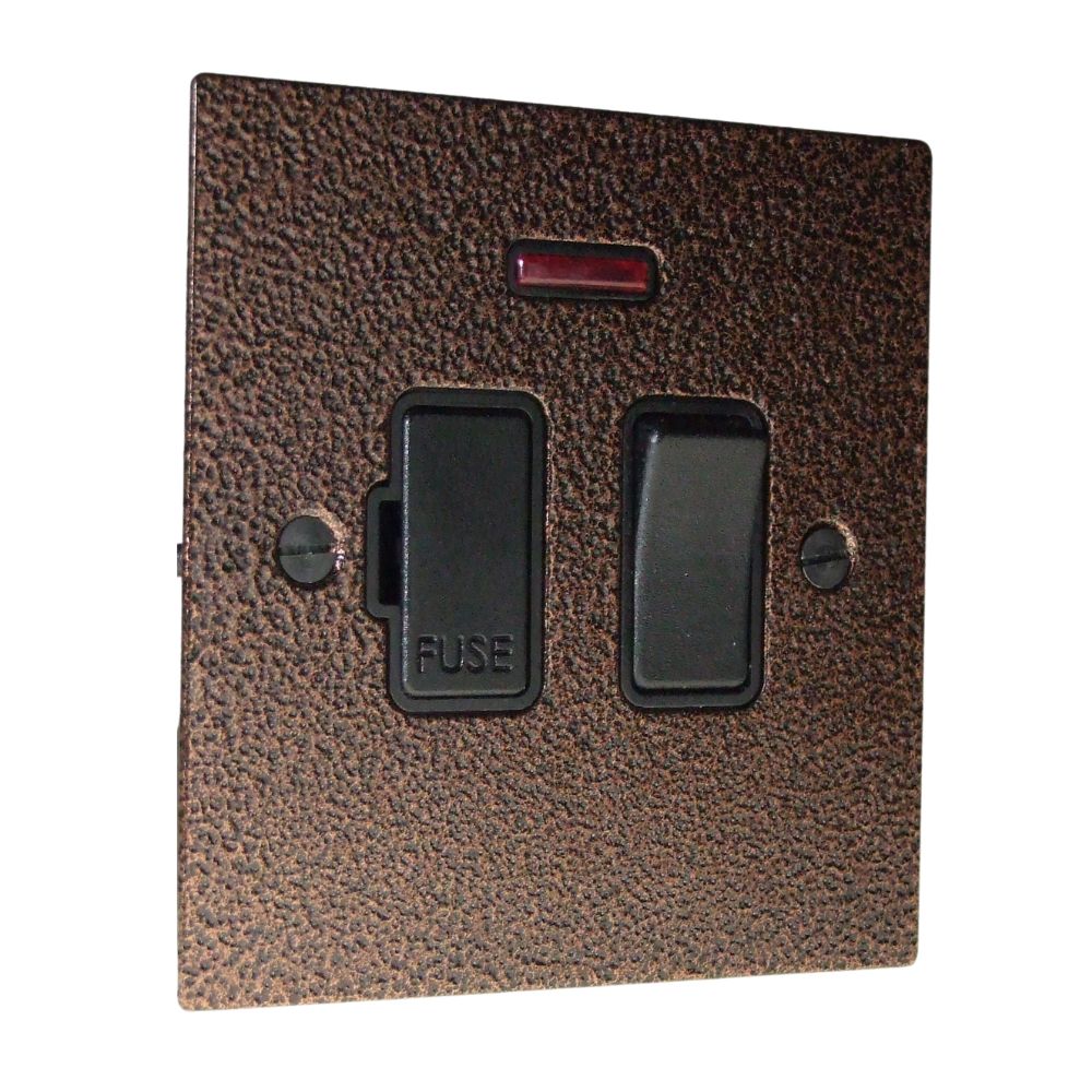 Elements 1-Gang 13-Amp Switch Fuse Spur with Neon in Copper Crackle