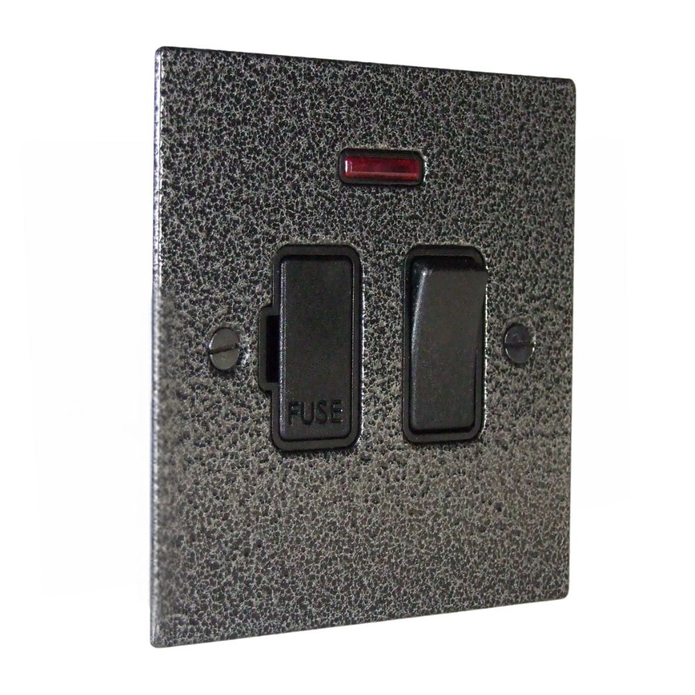 Elements 1-Gang 13-Amp Switch Fuse Spur with Neon in Silver Crackle