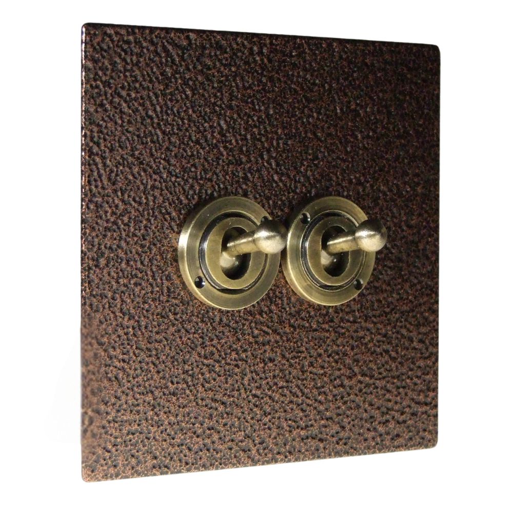 Elements 2-Gang 2-Way 10-Amp Toggle Switch in Copper Crackle