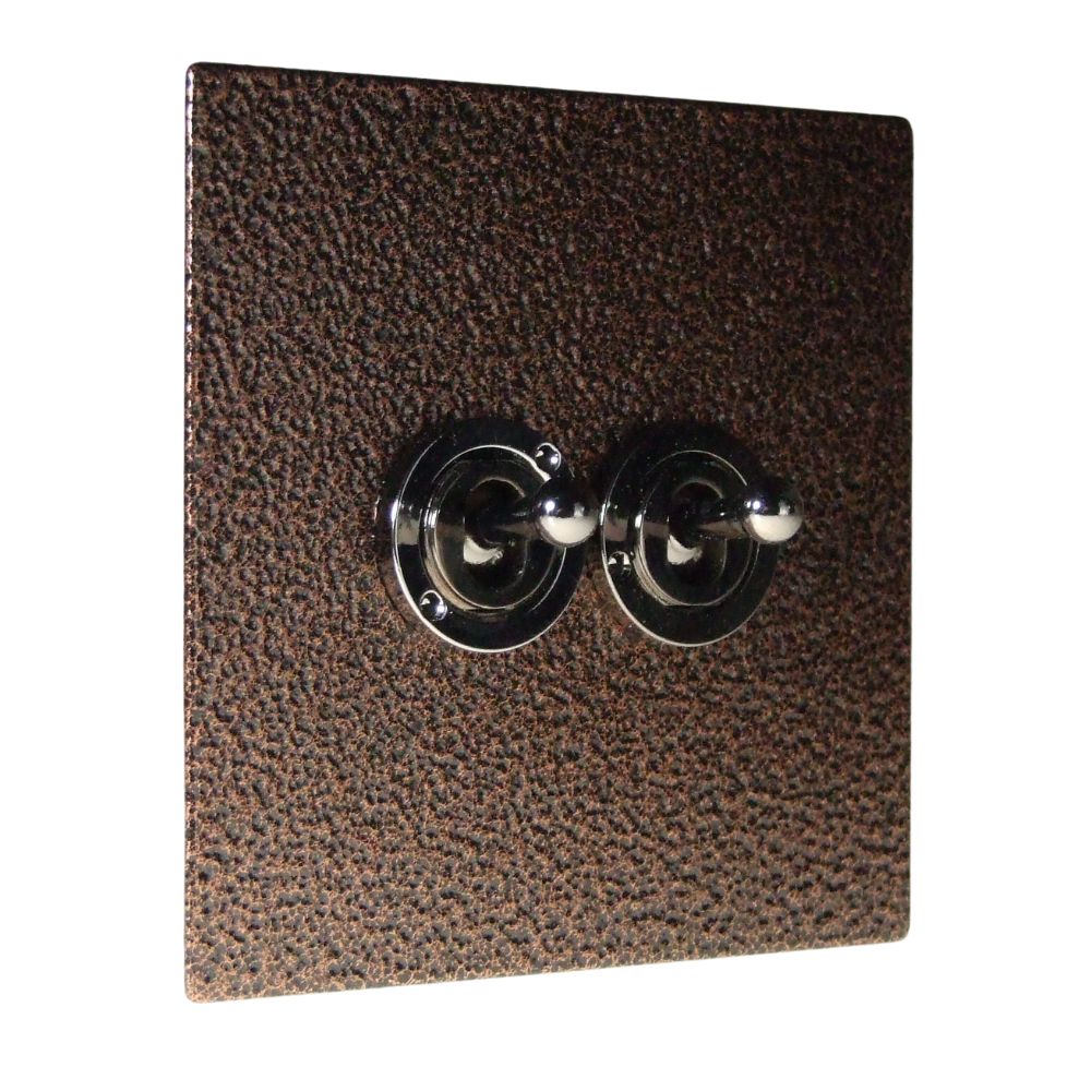 Elements 2-Gang Intermediate (3-Way switching) Toggle Switch in Copper Crackle