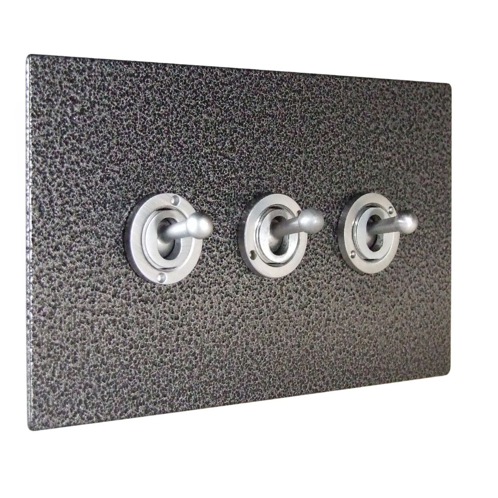 Elements 3-Gang 2-Way 10-Amp Toggle Switch in Silver Crackle