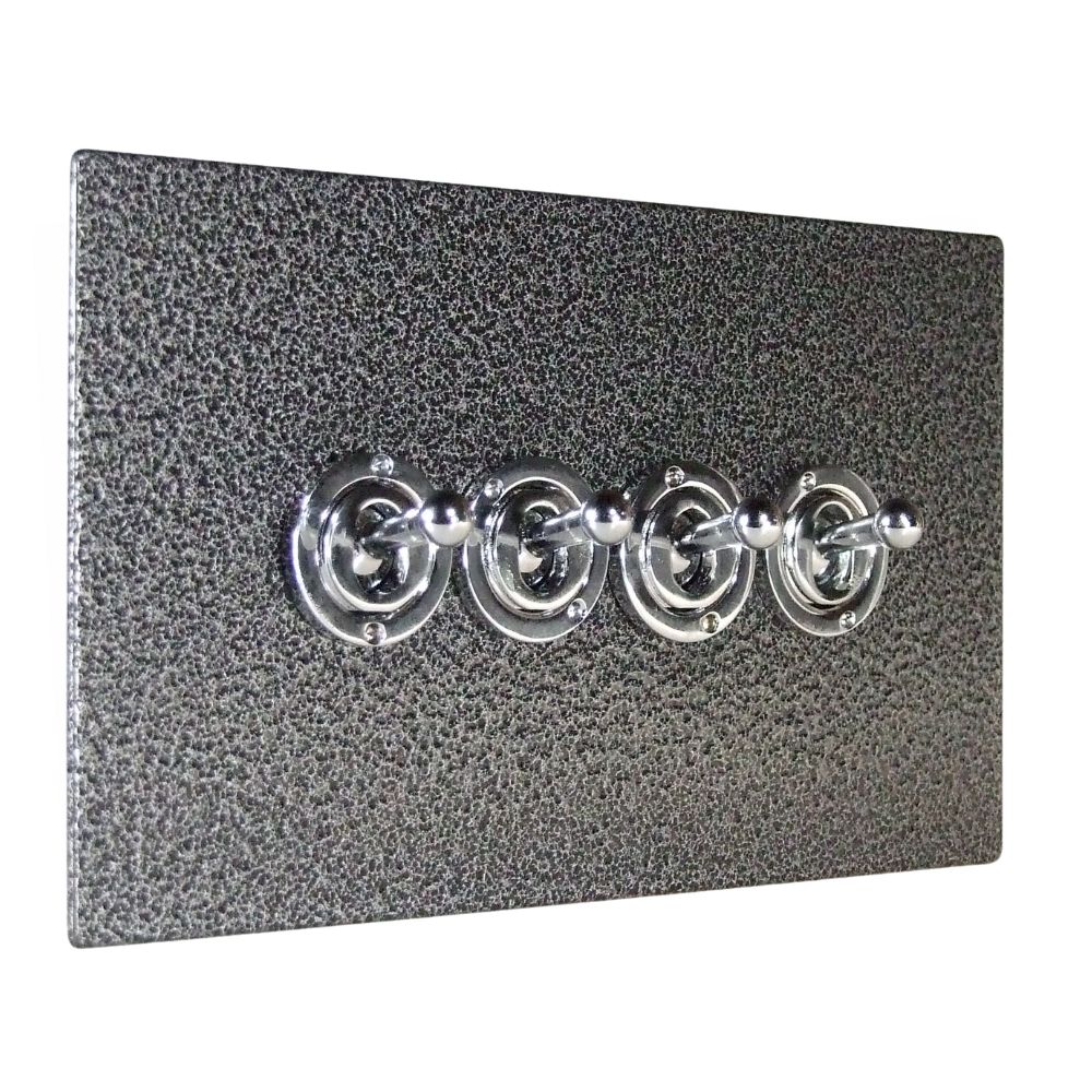 Elements 4-Gang 2-Way 10-Amp Toggle Switch in Silver Crackle