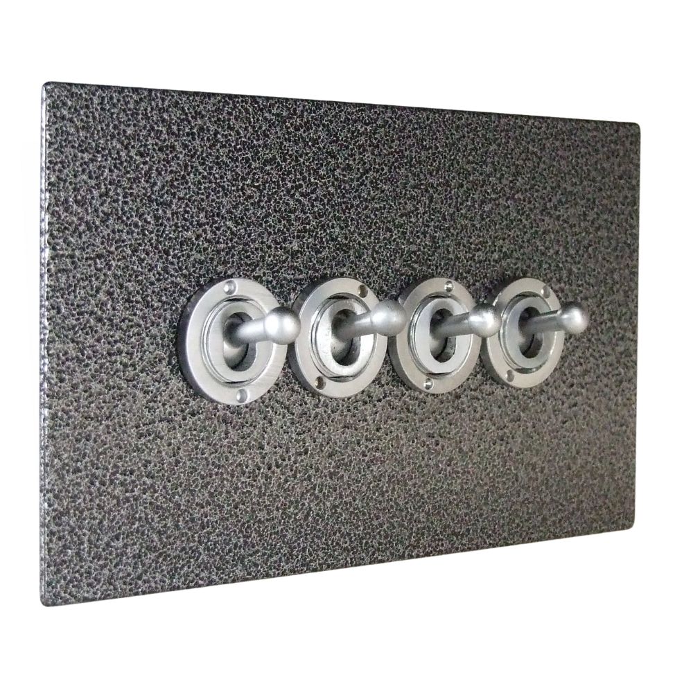 Elements 4-Gang 2-Way 10-Amp Toggle Switch in Silver Crackle
