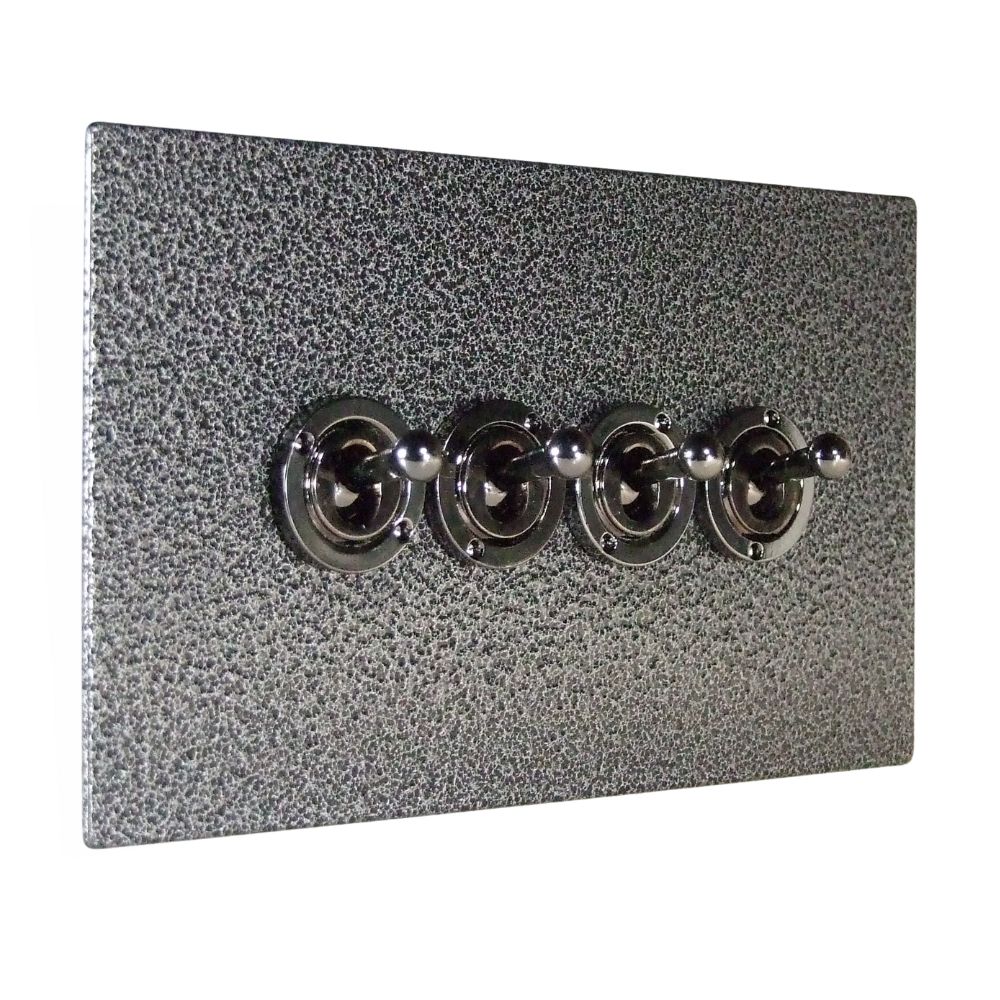 Elements 4-Gang 2-Way 10-Amp Toggle Switch in Silver Crackle