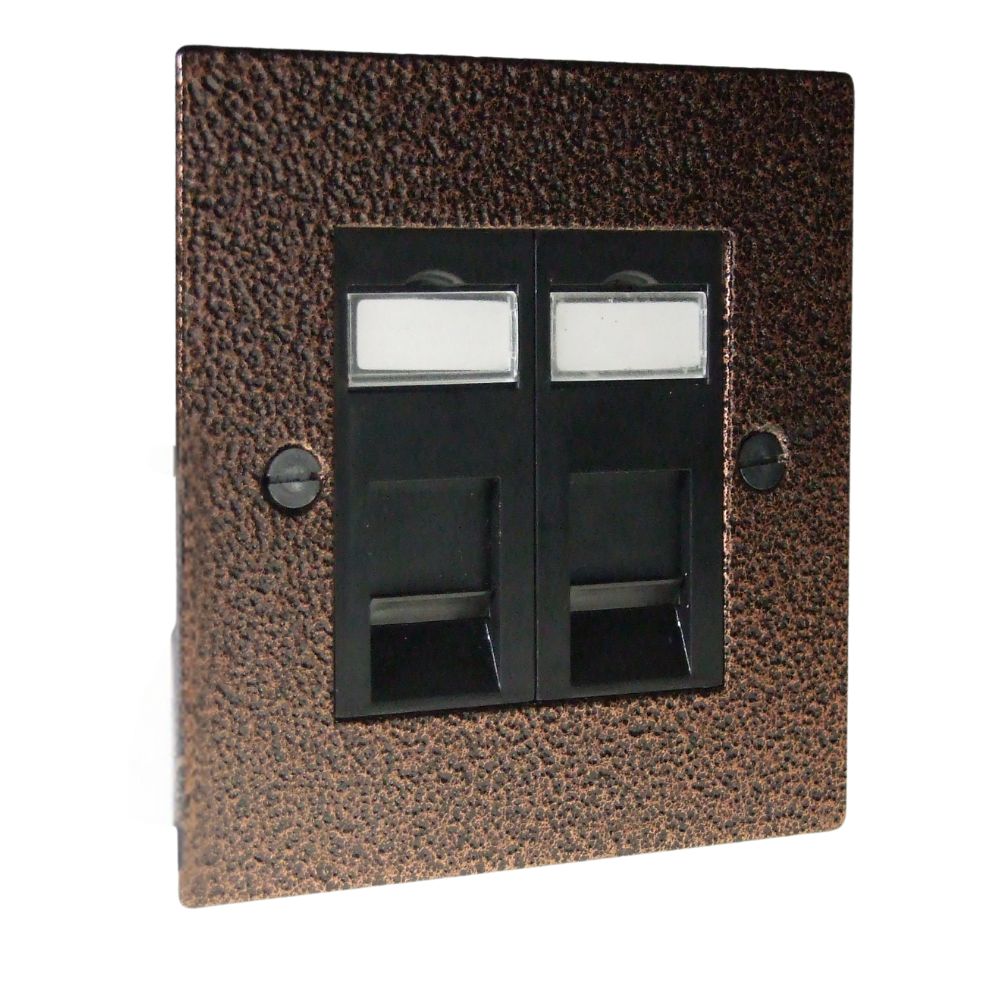 Elements Copper Crackle 2-Gang RJ45 Cat 6 Plate