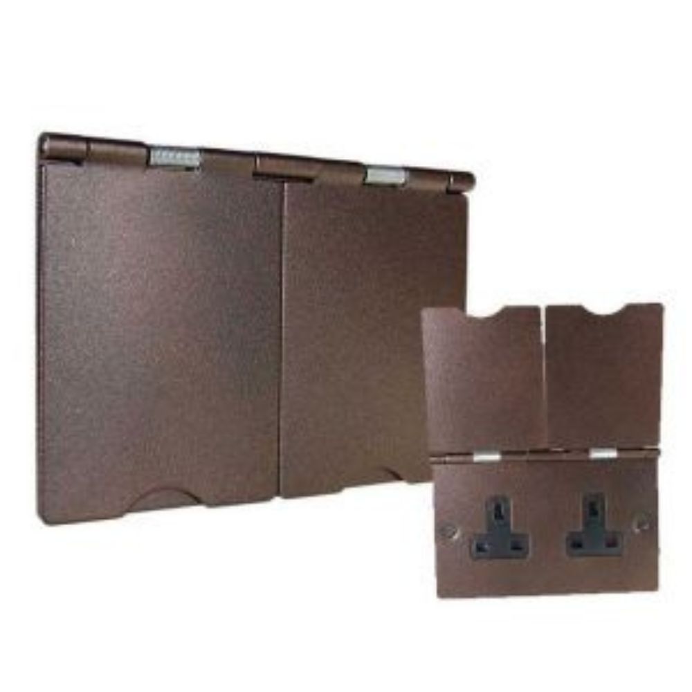2-Gang 13-Amp Unswitched Floor Socket Copper Bronze
