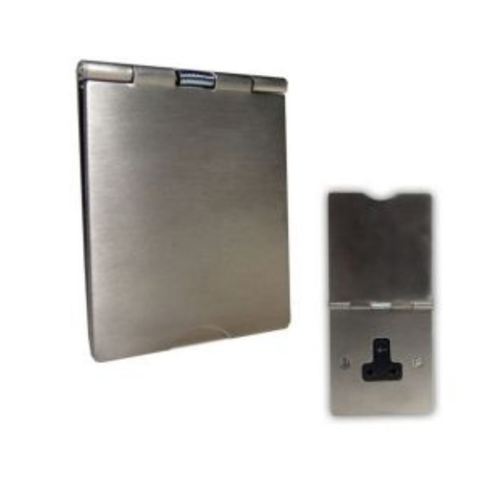 1-Gang 5-Amp Unswitched Floor Socket Satin Stainless Black