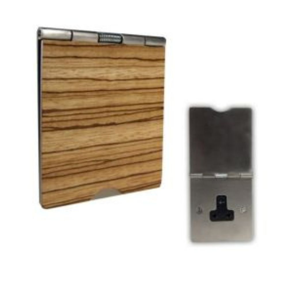 1-Gang 5-Amp Unswitched Floor Socket Zebrano Wood Black Trim