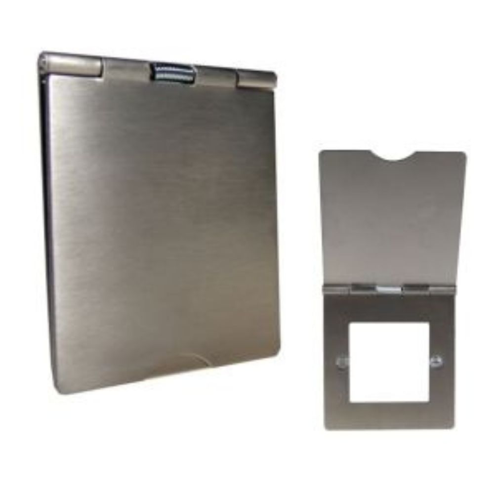 1-Gang Euro 2 Floor Socket in Satin Stainless