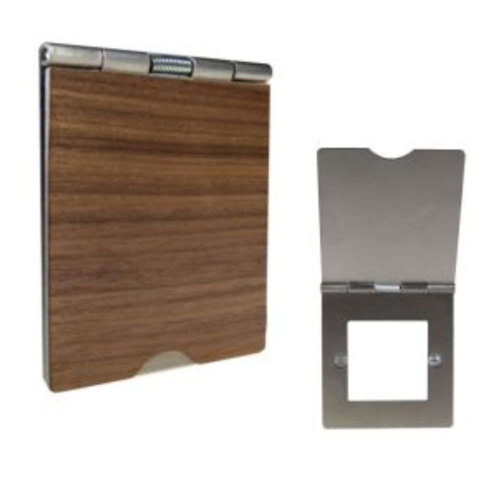1-Gang Euro 2 Floor Socket in Walnut