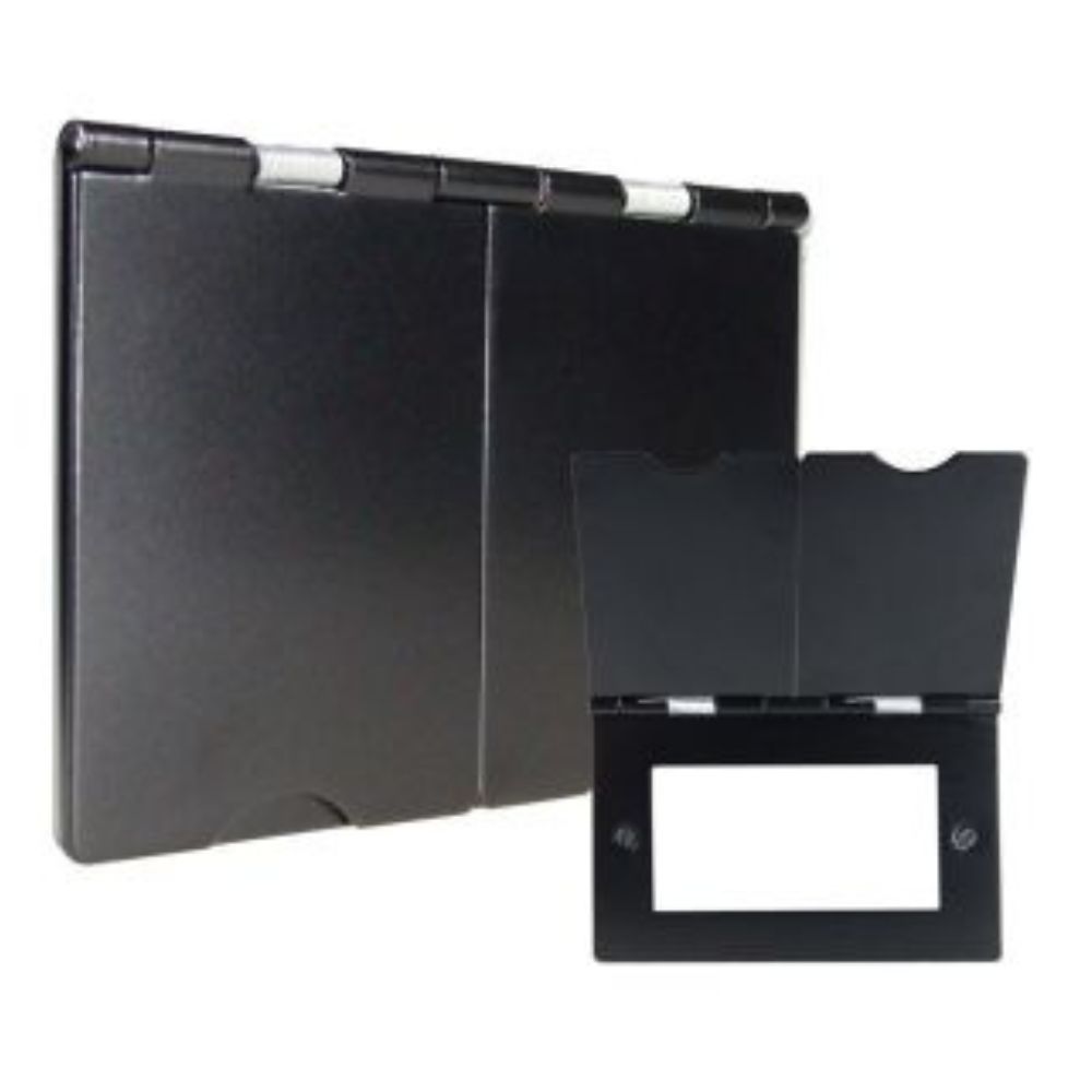 2-Gang Euro 4 Floor Socket Matt Black