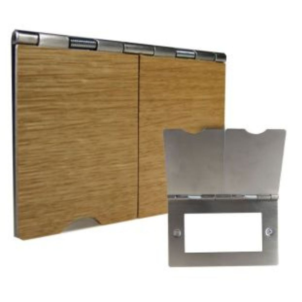 2-Gang Euro 4 Floor Socket in Oak
