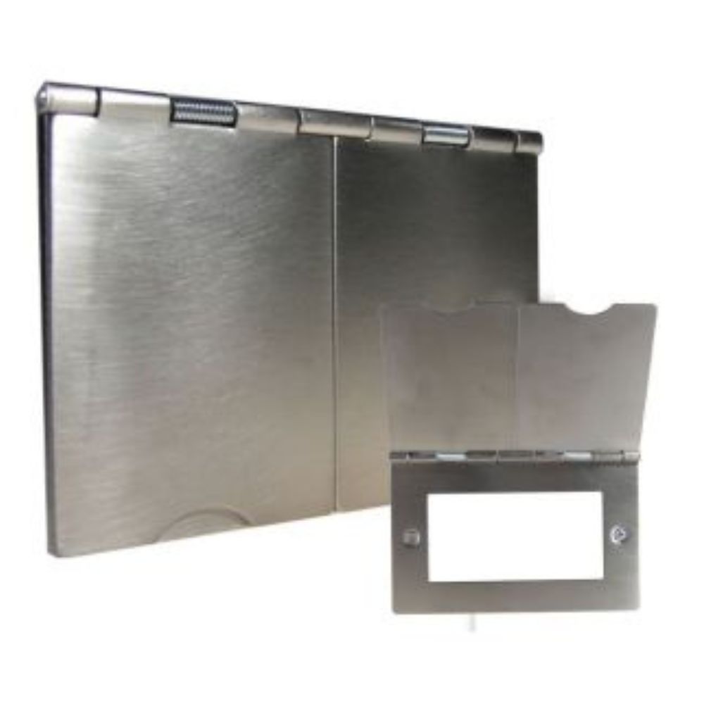 2-Gang Euro 4 Floor Socket in Satin Stainless