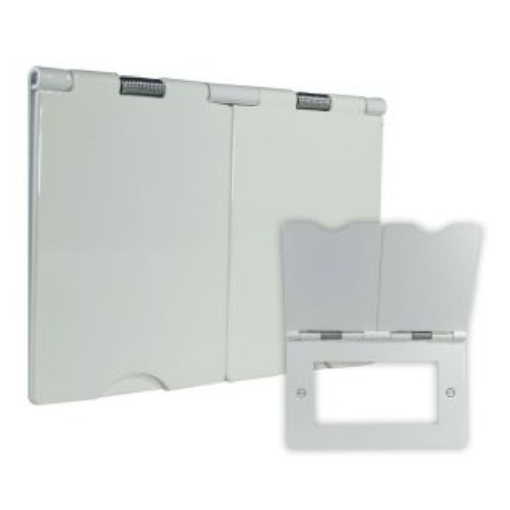 2-Gang Euro 4 Floor Socket in Gloss White