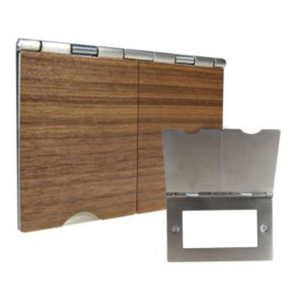 2-Gang Euro 4 Floor Socket in Walnut