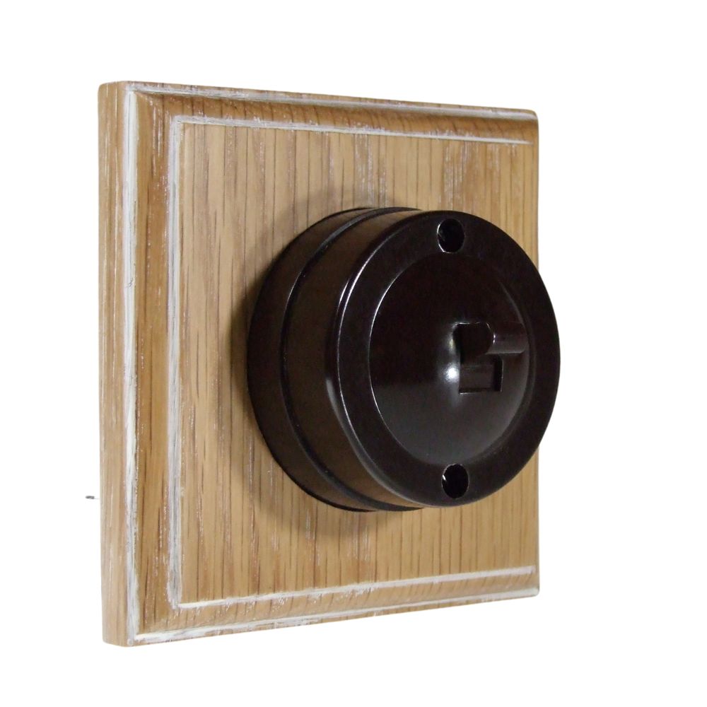 Linden Brown 1-Gang 2-Way  Bakelite Switch in Limed Oak