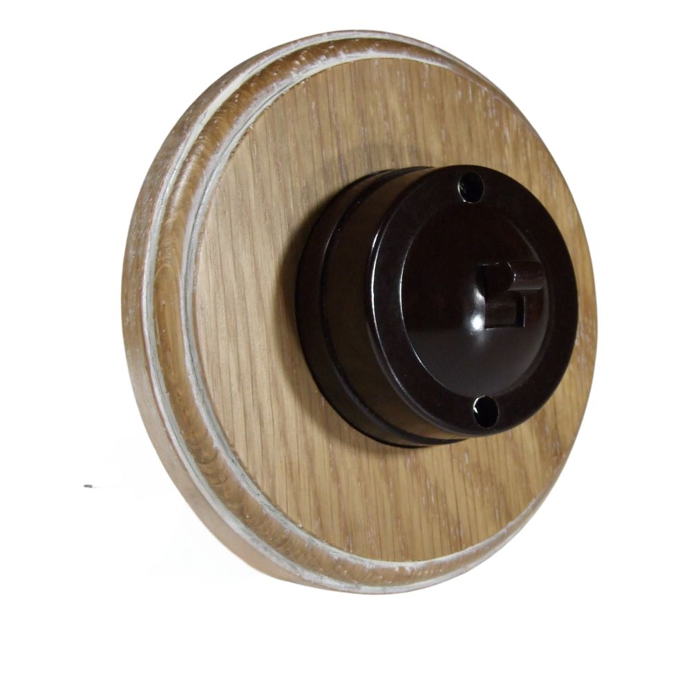 Linden Brown 1-Gang 2-Way  Bakelite Switch in Limed Oak