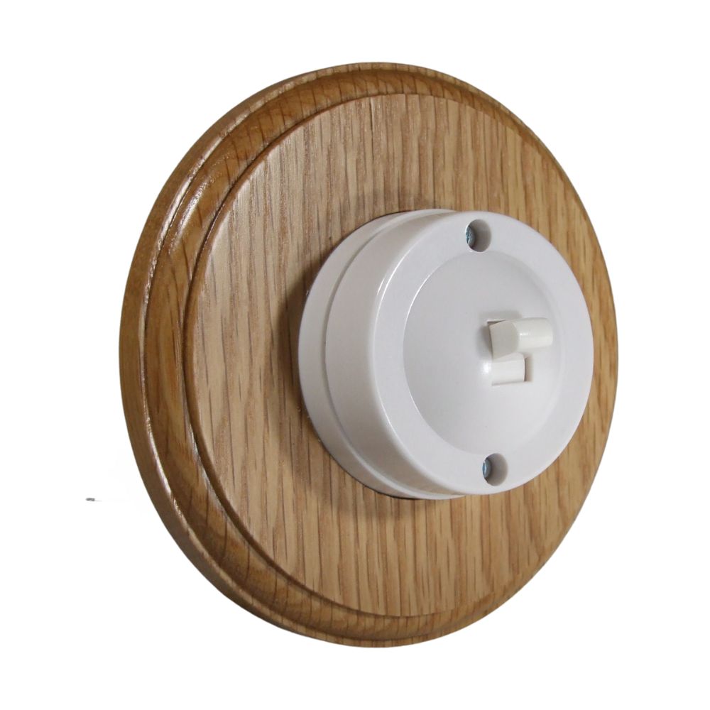 Linden White 1-Gang 2-Way  Bakelite Switch in Oak