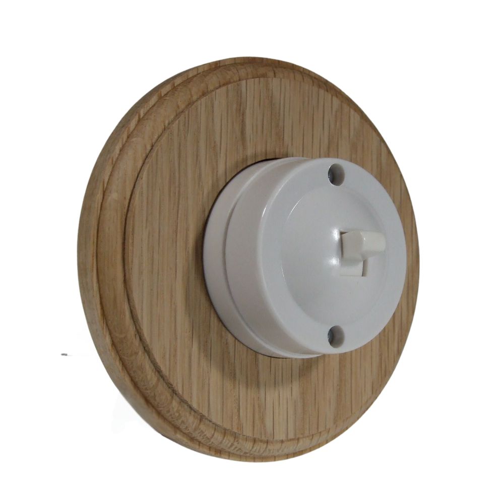 Linden White 1-Gang Push To Make Bakelite Switch in Unfinished Oak