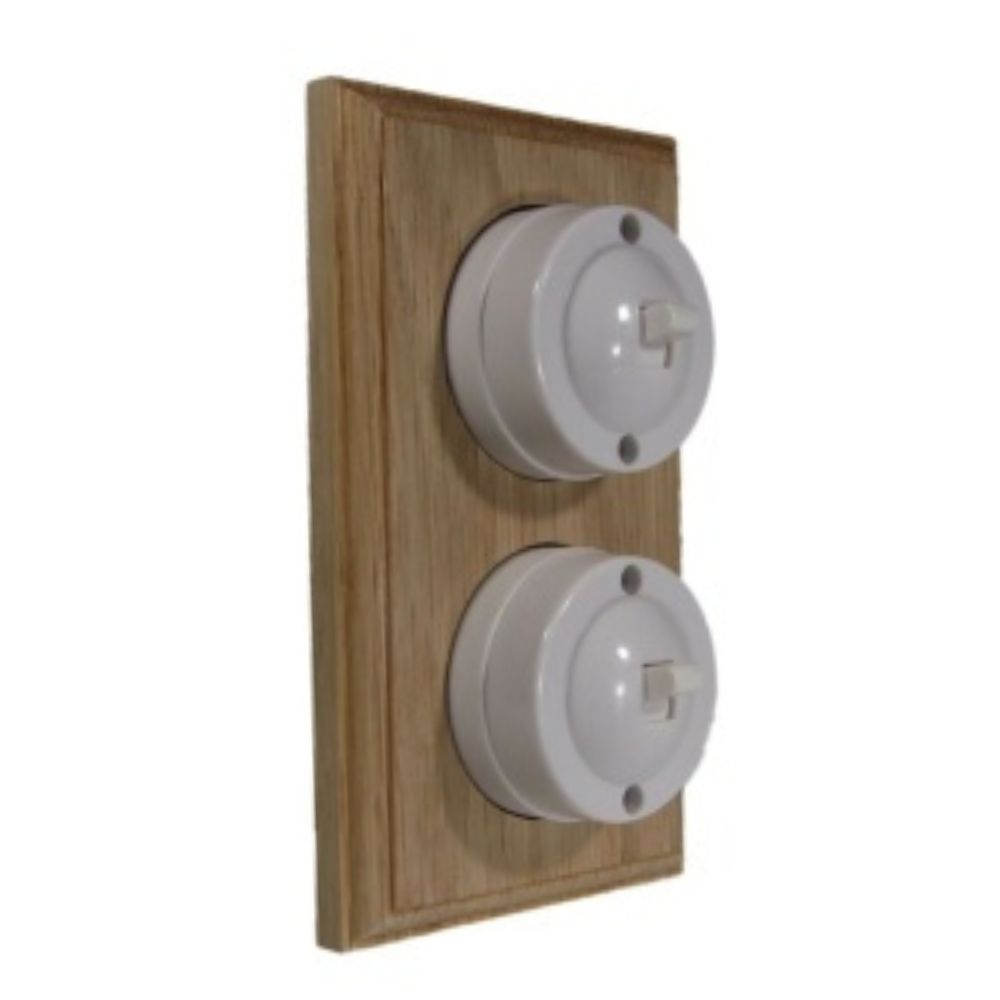 Linden White 2-Gang Vertical 2-Way Bakelite Switch in Unfinished Oak