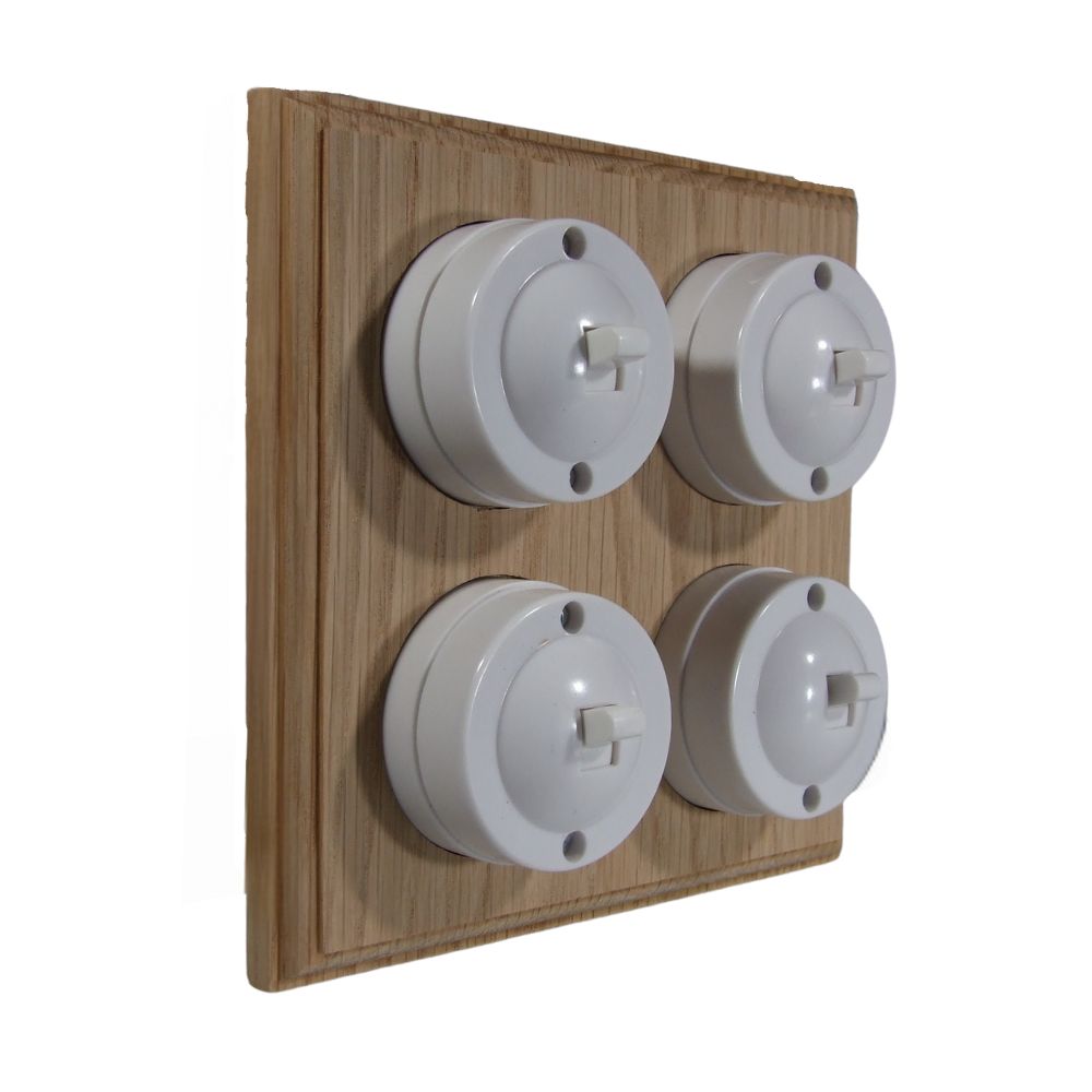 Linden White 4-Gang 2-Way Bakelite Switch in Unfinished Oak