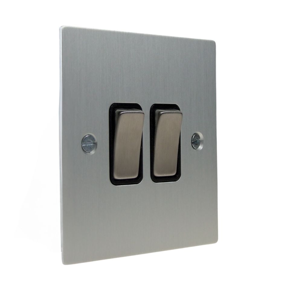 Penland 2-Gang 2-Way 10-Amp Rocker Switch in Brushed Aluminium-Satin Silver