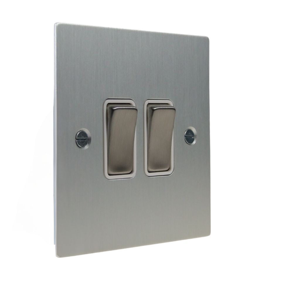 Penland 2-Gang 2-Way 10-Amp Rocker Switch in Brushed Aluminium-Satin Silver